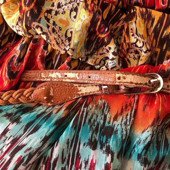 I.N. Studio Women's Sheer Dress Size 14 Ethnic Print Retro 70s Style Boho Chic - Picture 12 of 12